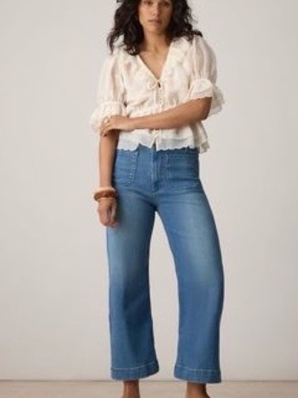 Anthropologie Maeve The Colette Light Blue High-Rise Cropped Wide-Leg Jeans